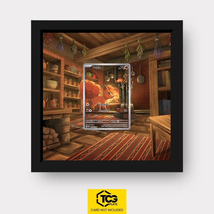 Vulpix Pokémon TCG card displayed in a TCGplate Extended Art Display for collectors to showcase trading cards.