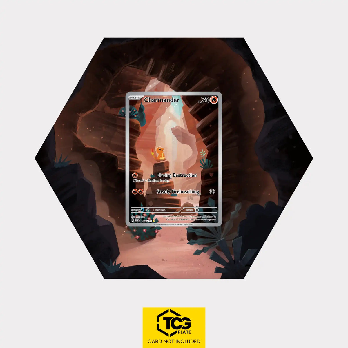 Charmander Pokémon TCG card in TCGplate Extended Art Display for collectors to showcase.