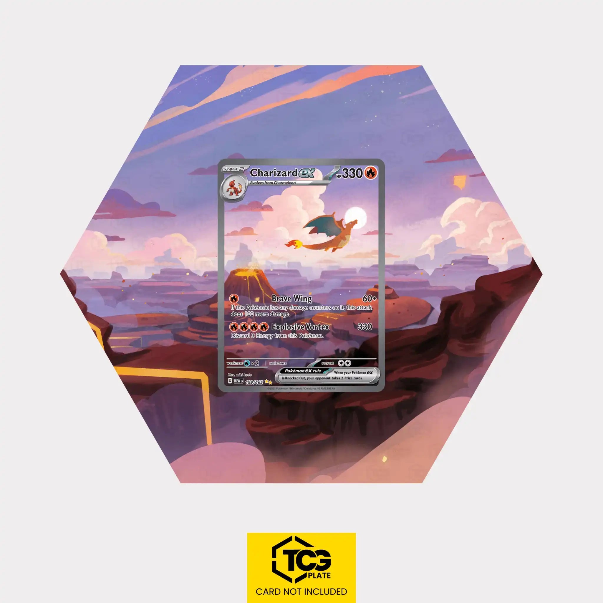 Glurak ex MEW 199/165 – Pokémon Extended Art Display | Hex Shapes® - tcgplate