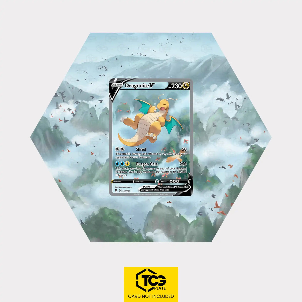 Dragonite V Pokémon TCG card in TCGplate Extended Art Display for collectors