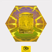 Mega Lucario ex Pokémon TCG card displayed in a TCGplate Hex Shape Extended Art Display for collector showcase.