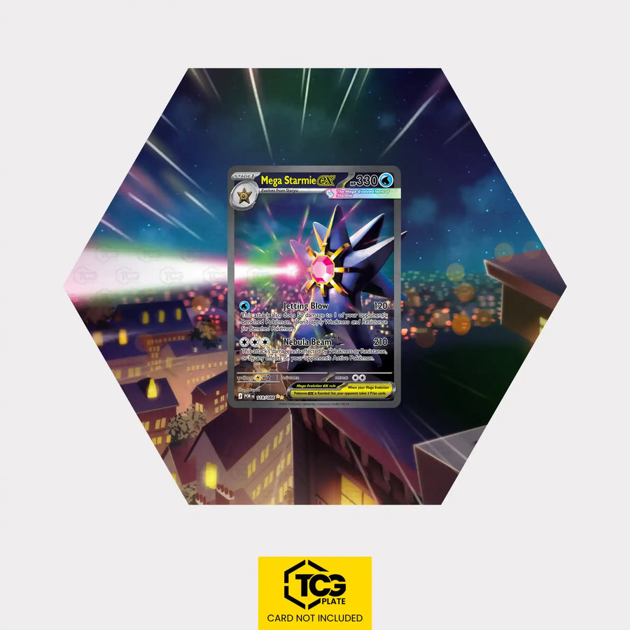 Mega Starmie ex Pokémon TCG card in TCGplate Extended Art Display for collectors
