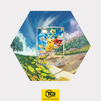 Pikachu Pokémon TCG card in TCGplate Hex Shape Extended Art Display for collector showcase
