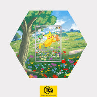 Pikachu Pokémon TCG card in TCGplate Hex Shape Extended Art Display for collectors to showcase cards.
