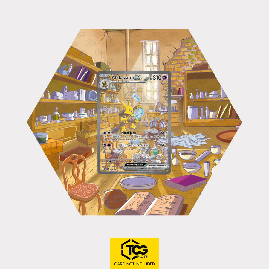 Alakazam ex Pokémon TCG card in TCGplate Extended Art Display for collectors