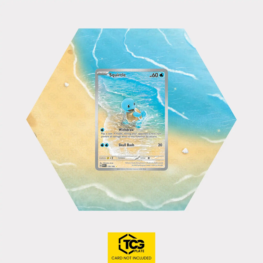 Squirtle Pokémon TCG card displayed in a TCGplate Extended Art Display for collectors.