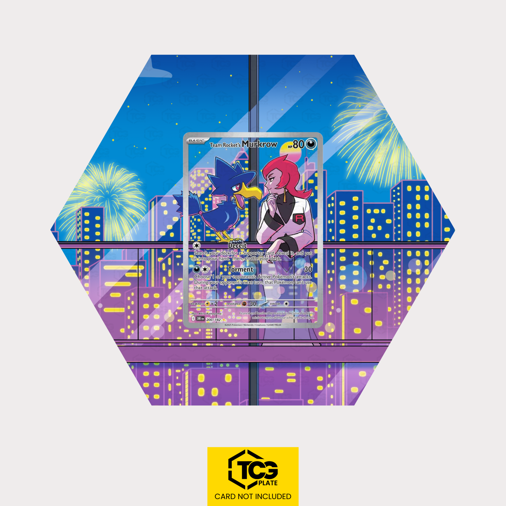 Team Rocket's Murkrow DRI 200 - Pokémon Extended Art Display | Hex Shapes® - tcgplate