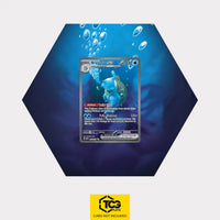 Blastoise ex Pokémon TCG card in TCGplate Hex Shape Extended Art Display for collectors