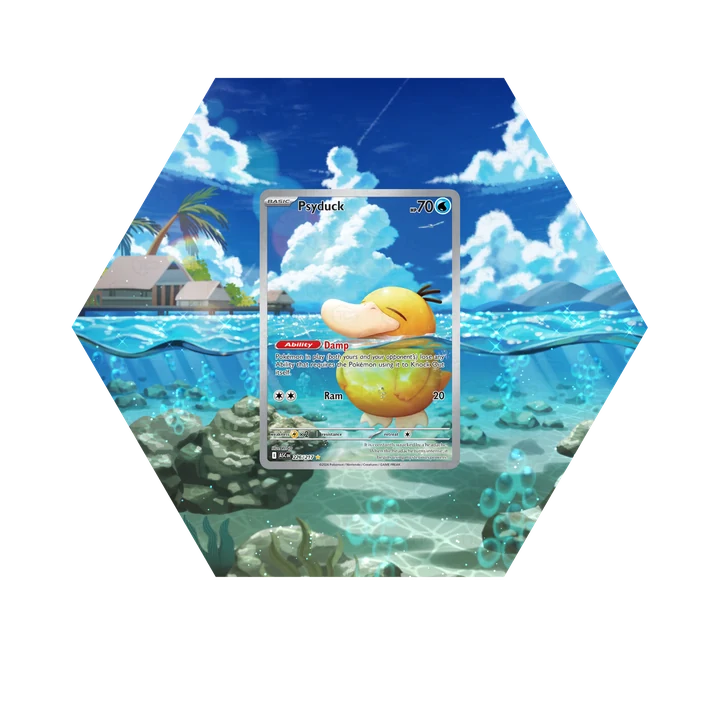 Psyduck with matching Extended Art on the Hex Shape
